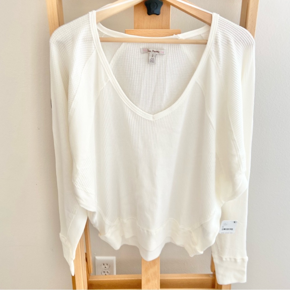 Free People Women’s Santa Clara Thermal Top in Alabaster - Picture 4 of 16